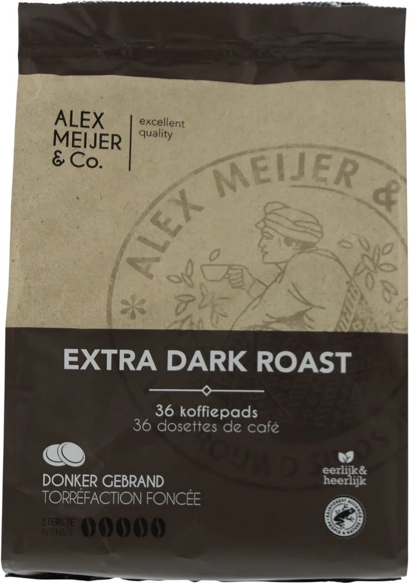 Extra Dark Roast Koffie - Koffiepads - Zak 36 stuks x 6,94 gram van Alex Meijer – productfoto