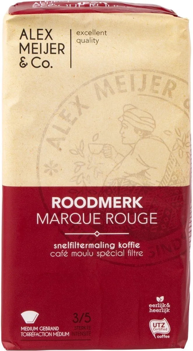 Koffie Roodmerk Snelfiltermaling - 6 Pakken van 500 Gram In Totaal 3 Kilo! - Snel Filter - Filtermaling - Filterkoffie - Coffee van Alex Meijer – productfoto
