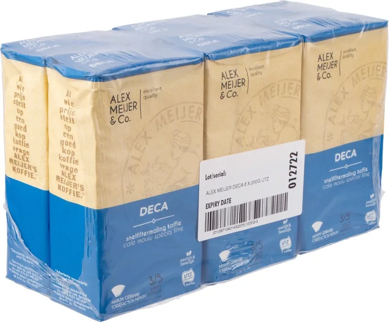 Koffie Snelfiltermaling Cafeïnevrij - 6x250 Gram van Alex Meijer – productfoto
