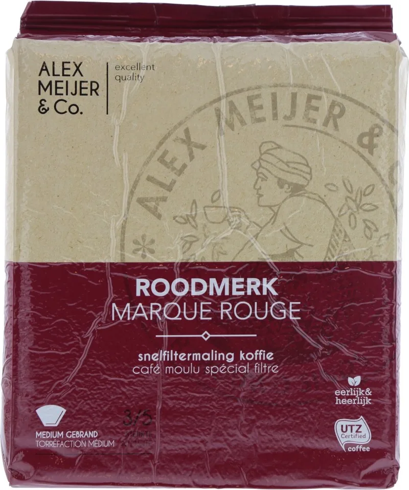 Roodmerk gemalen koffie snelfiltermaling - Pak 1,5 kilo van Alex Meijer – productfoto