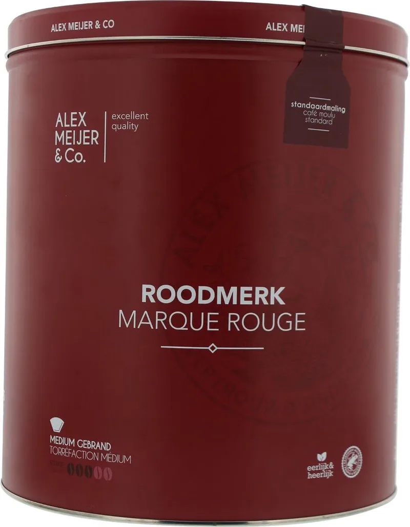 Roodmerk gemalen koffie standaard - Blik 5 kilo van Alex Meijer – productfoto