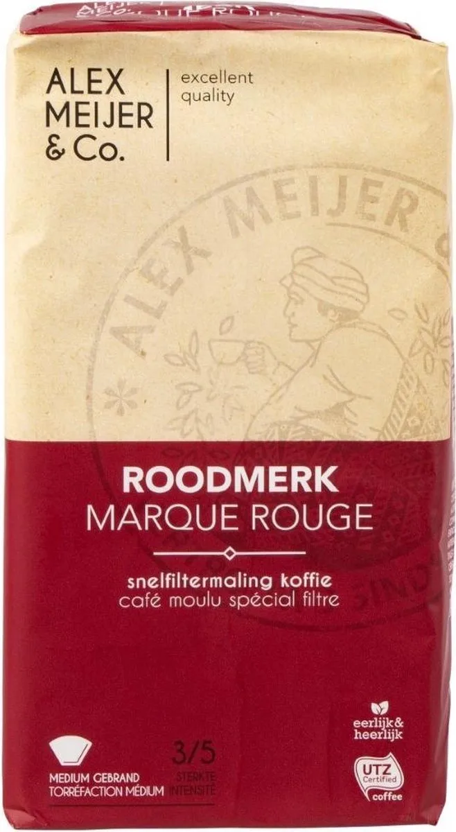 Roodmerk snelfiltermaling koffie 6x250 gram van Alex Meijer – productfoto