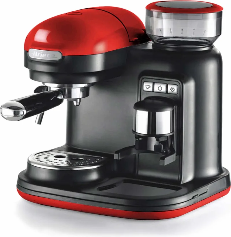 Ariete 1318/00 Moderna Espressomachine - Pistonmachine - met geïntegreerde koffiemolen van Ariete in Rood – productfoto