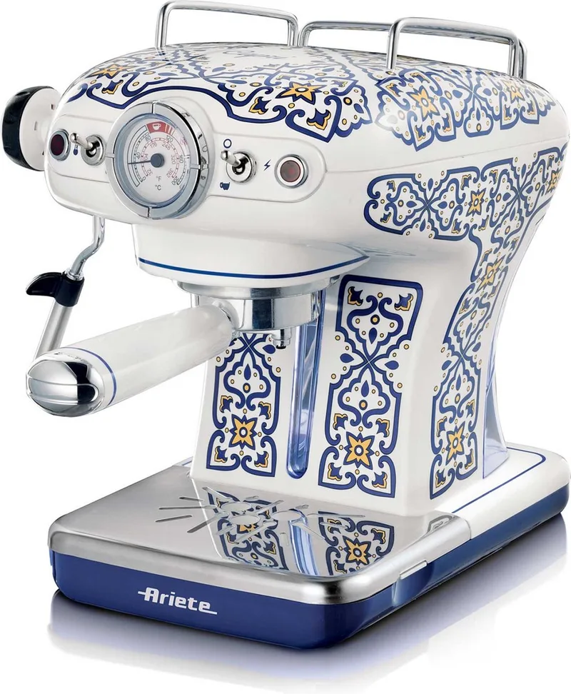 Ariete 1389 Capri - Italiaans design - Espressomachine - 900W - 0,9L tank inhoud - ook geschikt voor pads van Ariete in Wit, Lichtblauw – productfoto