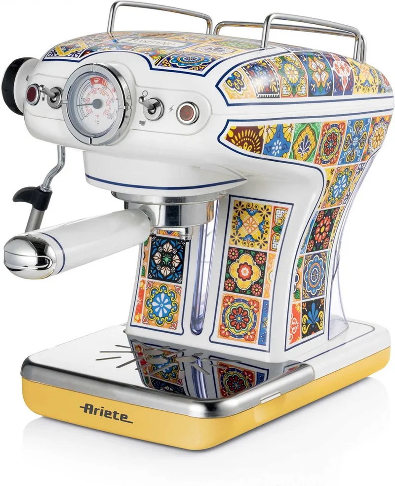 Ariete 1389 - Positano - Italiaans design - Espressomachine - 900W - 0,9L tank inhoud - ook geschikt voor pads van Ariete in Geel, Wit – productfoto