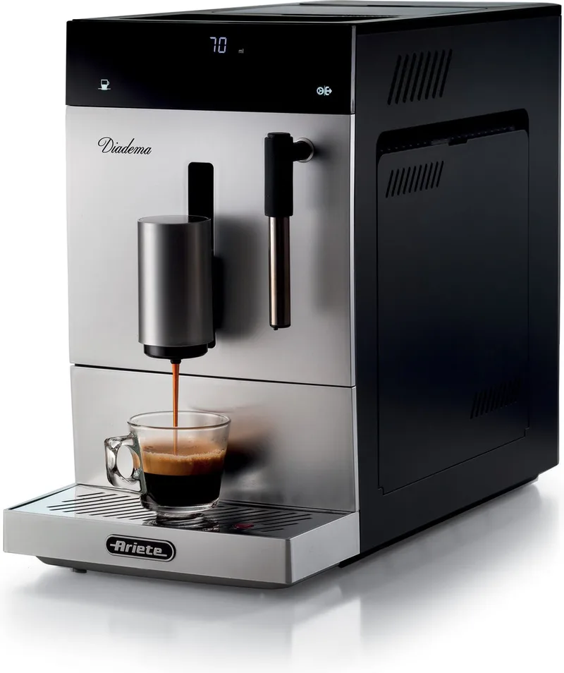 Ariete 1452/00 Diadema | Volautomatisch espressomachine | compact formaat | 19 bar druk | met stoompijpje van Ariete in Zilver – productfoto