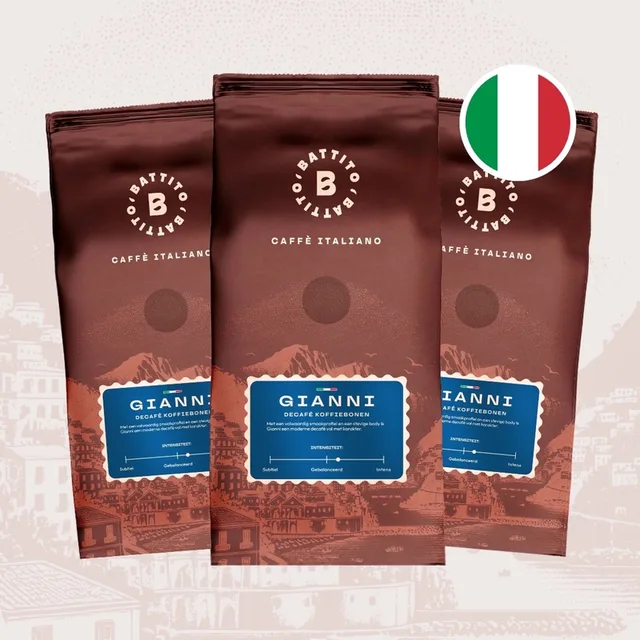 'Gianni' Italiaanse koffiebonen - Decafé - Intensiteit 6/10 - Ambachtelijke kwaliteit uit Napels, Italië - 1,5 kg