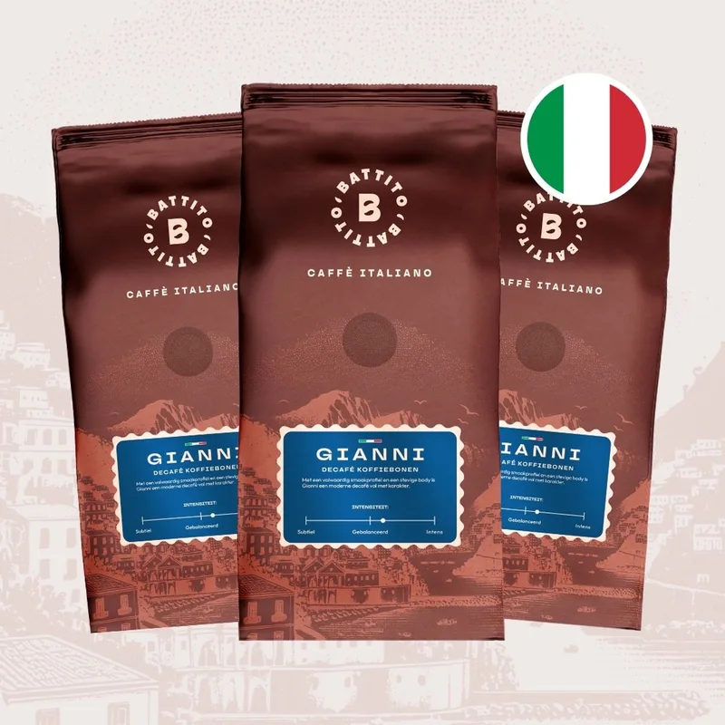 'Gianni' Italiaanse koffiebonen - Decafé - Intensiteit 6/10 - Ambachtelijke kwaliteit uit Napels, Italië - 1,5 kg van Battito – productfoto