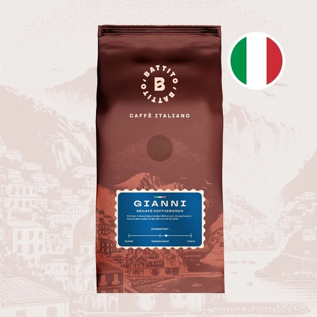 'Gianni' Italiaanse koffiebonen - Decafé - Intensiteit 6/10 - Ambachtelijke kwaliteit uit Napels, Italië - 500 gram