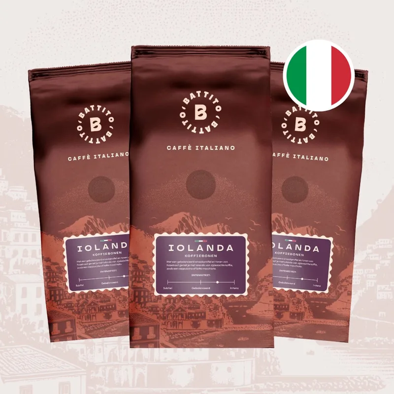 'Iolanda' Italiaanse koffiebonen - Cappuccino en Latte Macchiato - Intensiteit 7/10 - Ambachtelijke kwaliteit uit Napels, Italië - 1,5 kg van Battito – productfoto