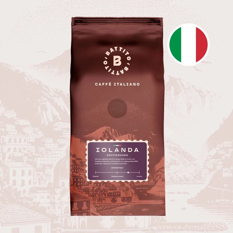 'Iolanda' Italiaanse koffiebonen - Cappuccino en Latte Macchiato - Intensiteit 7/10 - Ambachtelijke kwaliteit uit Napels, Italië - 500 gram från Battito – produktbild