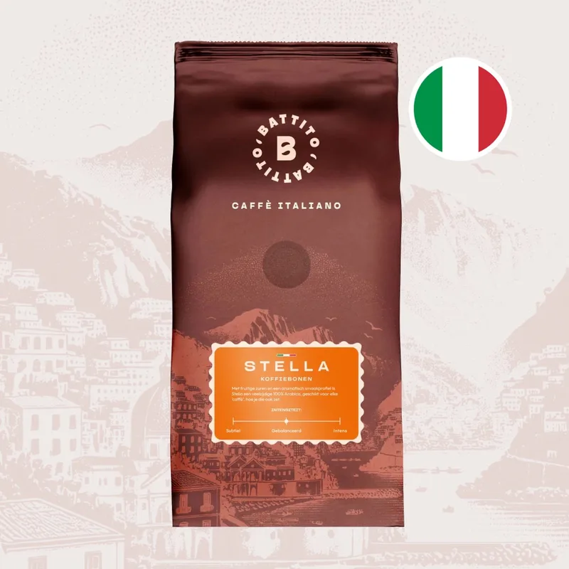 'Stella' Italiaanse koffiebonen - 100% Arabica - Intensiteit 5/10 - Ambachtelijke kwaliteit uit Napels, Italië - 500 gram van Battito – productfoto