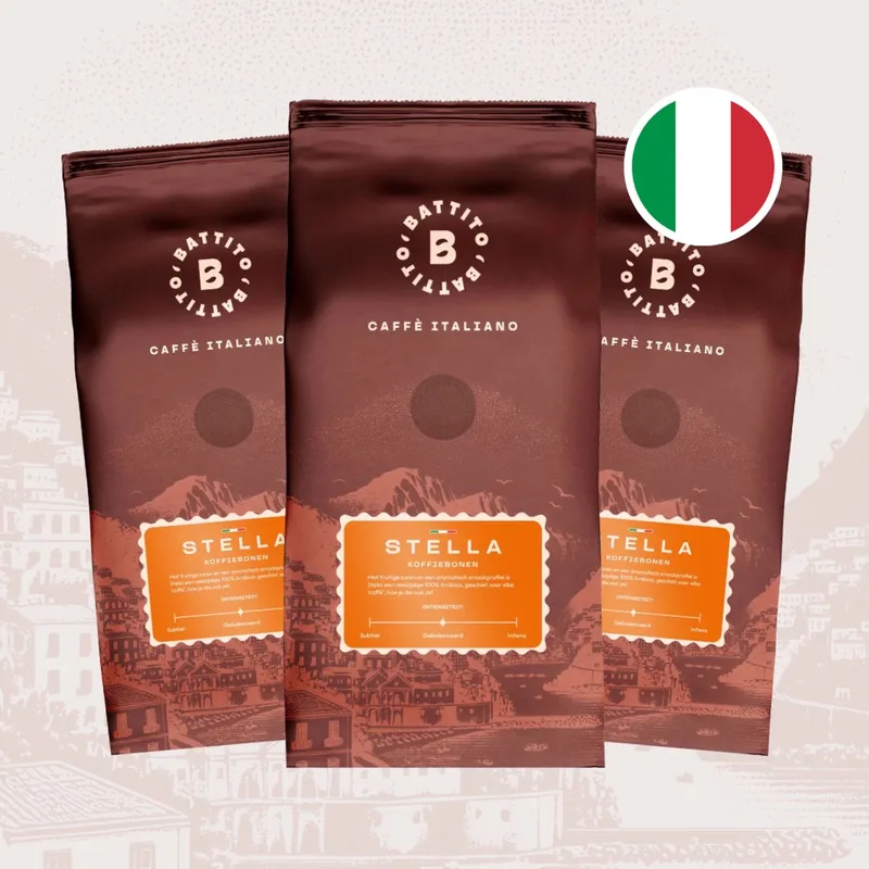 'Stella' Italiaanse koffiebonen - 100% Arabica - Intensiteit 5/10 - Ambachtelijke kwaliteit uit Napels, Italië - 1,5 kg van Battito – productfoto