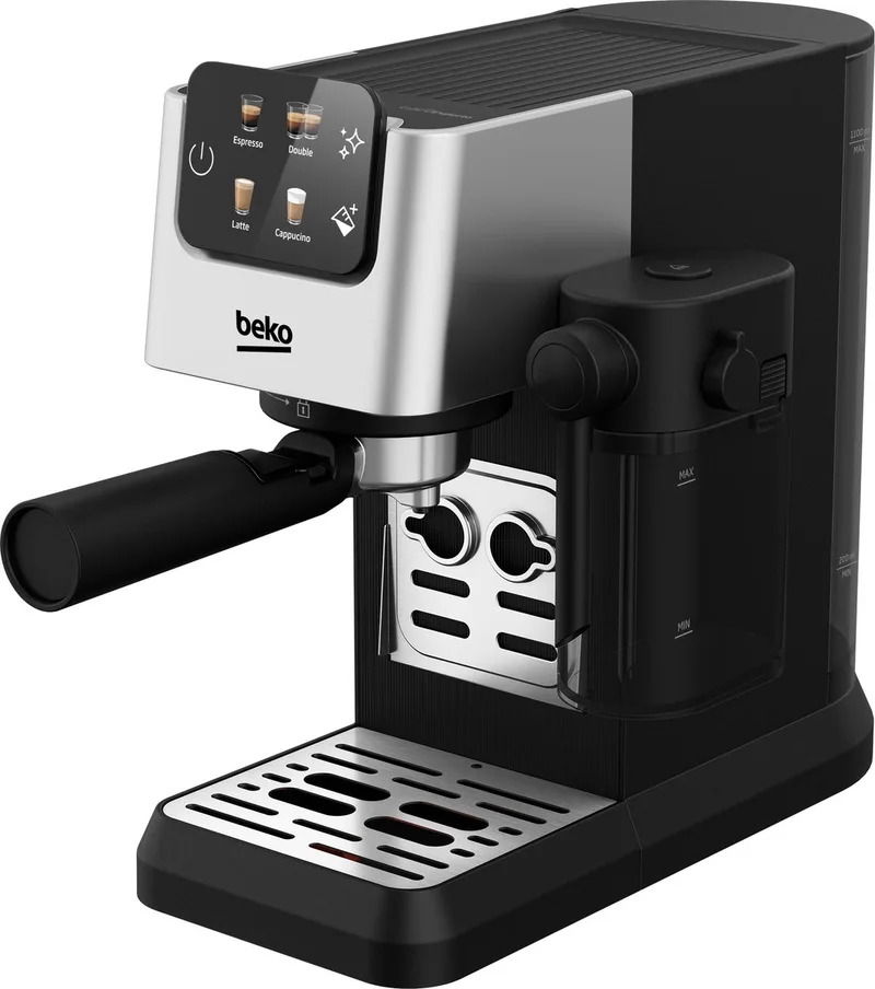Koffiemachine capsules Beko CEP5304X zilver 15 bar 1,1 L roestvrij staal LCD melkopschuimer hoge druk van Beko in Roestvrijstaal – productfoto