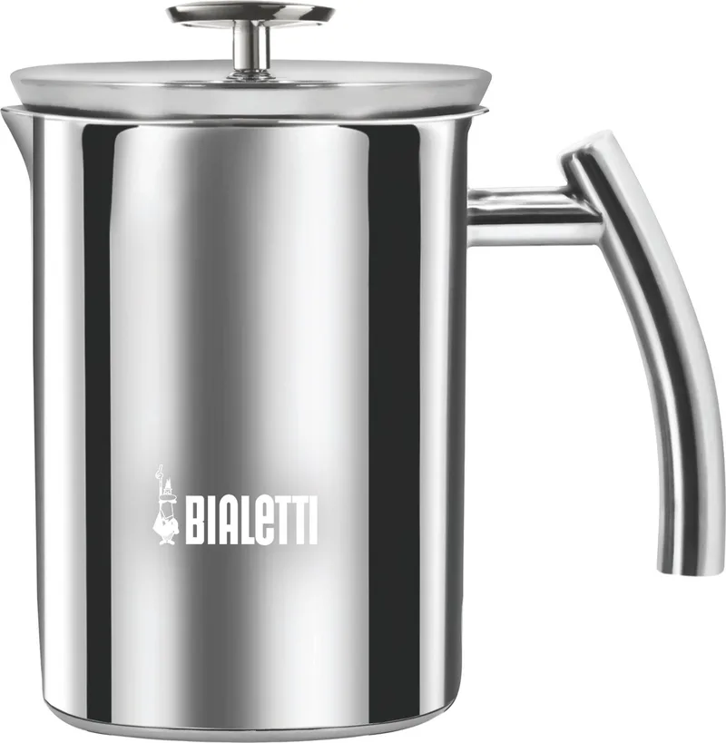 Cappuccinatore Induction Melkopschuimer 330 ml – RVS Melkopschuimer voor Inductie – Handmatige Melkopschuimer – Voor Cappuccino & Latte Macchiato van Bialetti in Zilver – productfoto
