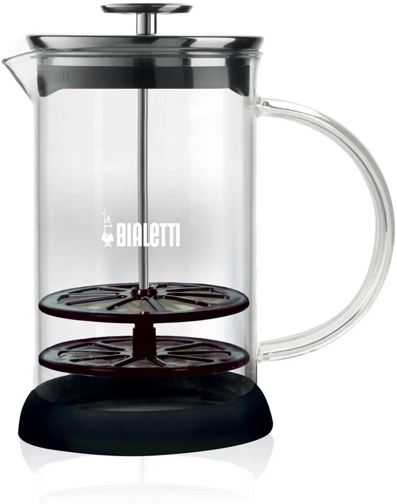 Cappuccinatore Melkopschuimer 330 ml – Handmatige Melkopschuimer – Borosilicaat Glas – Voor Cappuccino, Latte Macchiato en Koffiespecialiteiten fra Bialetti i Gennemsigtig – produktbillede