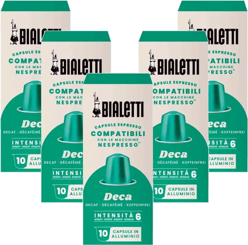 Deca - Multipack - 50 (5 x 10) Koffiecups Compatibel met Nespresso Coffee Machine van Bialetti – productfoto
