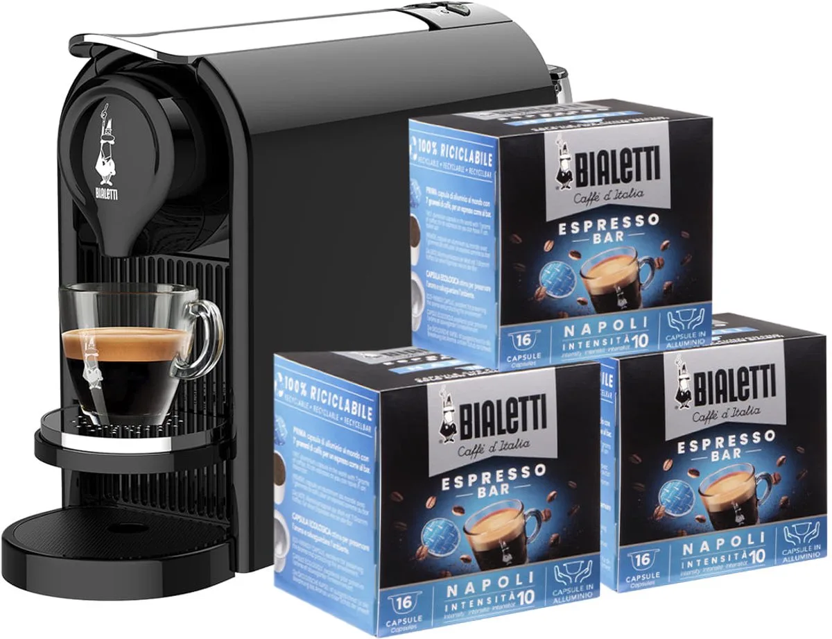 Gioia Plus Half automatisch Koffiepadmachine 0,5 l van Bialetti in Zwart – productfoto