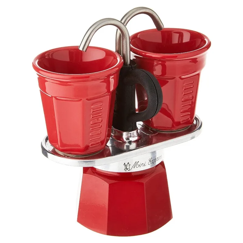 Mini Moka Express Espressokocher, inkl. 2 Tassen, Rot van Bialetti – productfoto