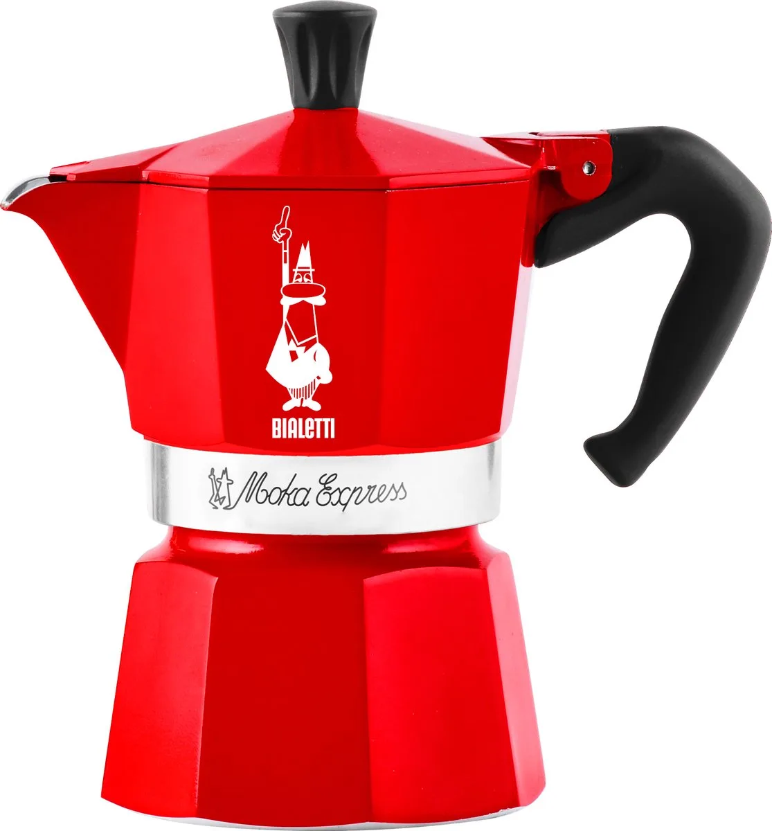 Moka Express 3 kops - Nutcracker van Bialetti in Rood – productfoto