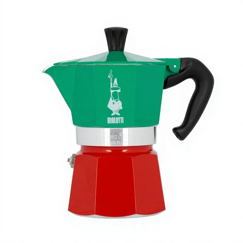 Moka Express Espressokocher - Für Gas- und Elektroherd - Für 3 Tassen - Rot & Grün van Bialetti – productfoto
