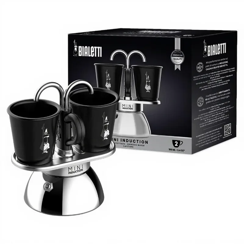 Moka Express Mini Moka Kaffeekocher - Für offene Flamme/Elektroherd - Mit zwei Tassen - Schwarz van Bialetti – productfoto