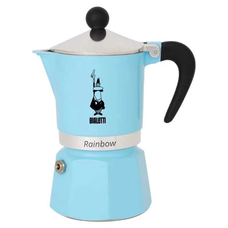 Moka Express Rainbow Mokkakanne - Für Gas-/Elektroherd - Geeignet für 1 Tasse - Himmelblau van Bialetti – productfoto