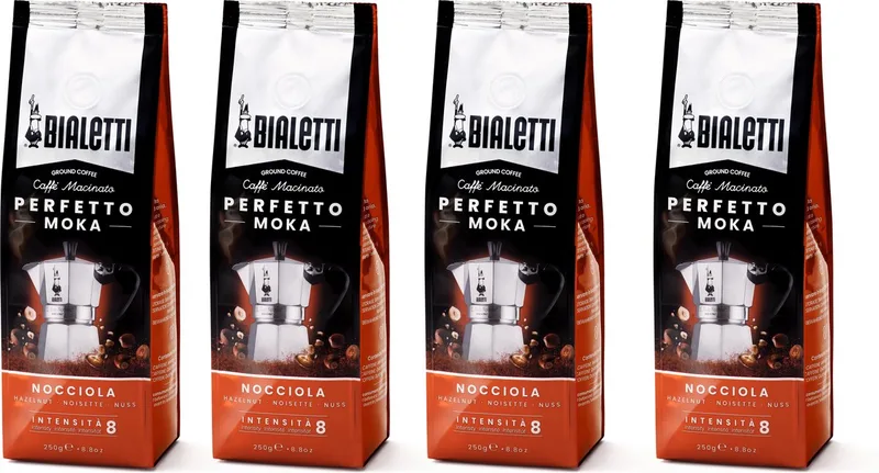 Moka Hazelnut gemalen koffie - 4x 250 gram van Bialetti – productfoto