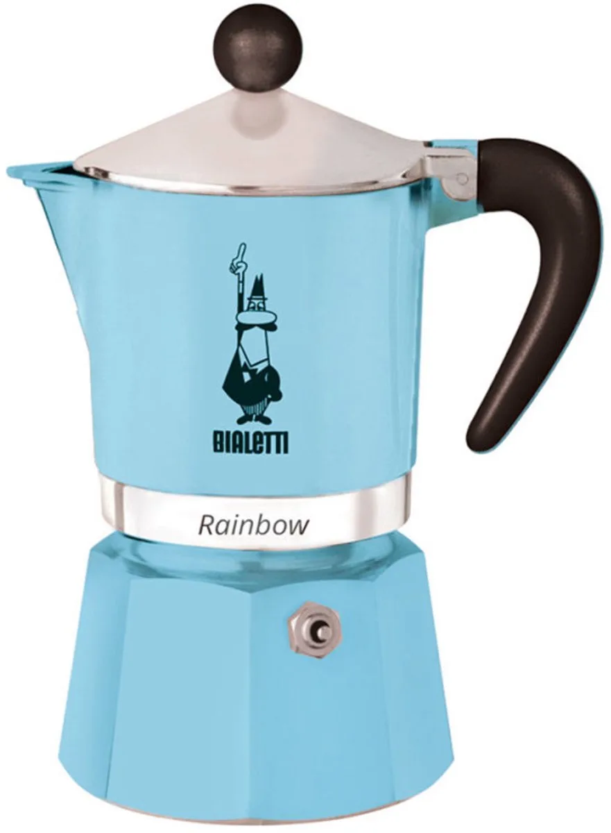 Rainbow Azzurro 3 Kops – Espressopot – Lichtblauw – Aluminium – 130 ml van Bialetti in Blauw – productfoto