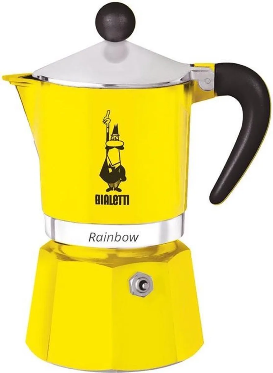 Rainbow Percolator 1 Kops – Espresso Maker – Aluminium – Italiaanse Koffiezetter van Bialetti in Geel – productfoto