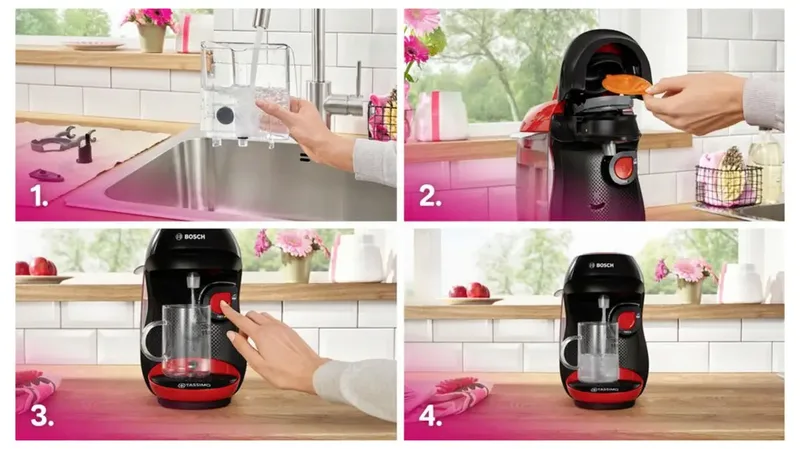 Capsule Koffiemachine BOSCH TAS103E Zwart rouge 1400 W 700 ml van Bosch in Zwart, Rood – productfoto 2 van 2