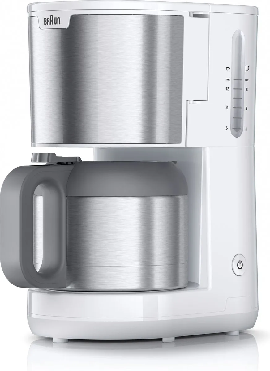 KF 1505 WH Cafetière acier inoxydable, blanc verseuse thermofuge de Braun en Rvs, Blanc – photo produit