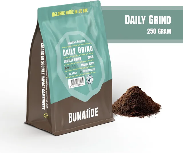 Daily Grind - Medium Roast - Arabica & Robusta - Filterkoffie / Gemalen koffie - 250 gram