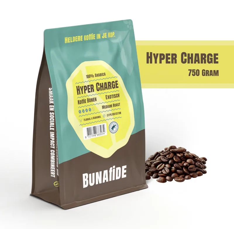 Hyper Charge - Medium Roast - 100% Arabica - Koffiebonen - 750 gram by Bunafide – product photo