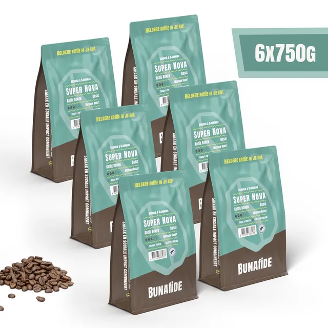 Super Nova - Medium Roast - Arabica & Djimmah - Koffiebonen - 6 x 750 gram