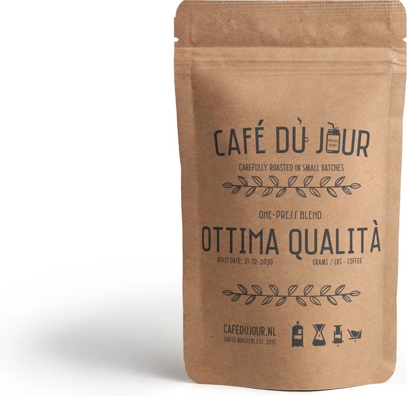 Espresso Ottima Qualità 1 kilo vers gebrande koffiebonen van Café du Jour – productfoto
