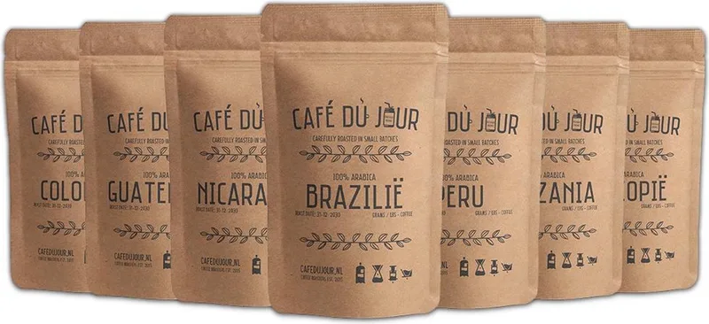 Single Origins - Verse koffiebonen - 7 x 250 gram vers gebrande koffiebonen van Café du Jour – productfoto