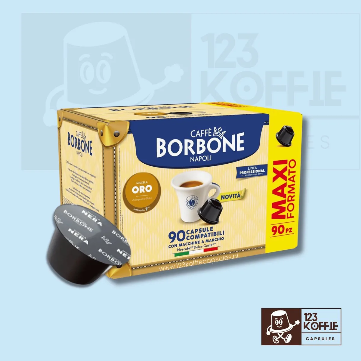 Nera capsules Dolce Gusto 90 stuks – sterke Italiaanse espresso från Caffè Borbone – produktbild
