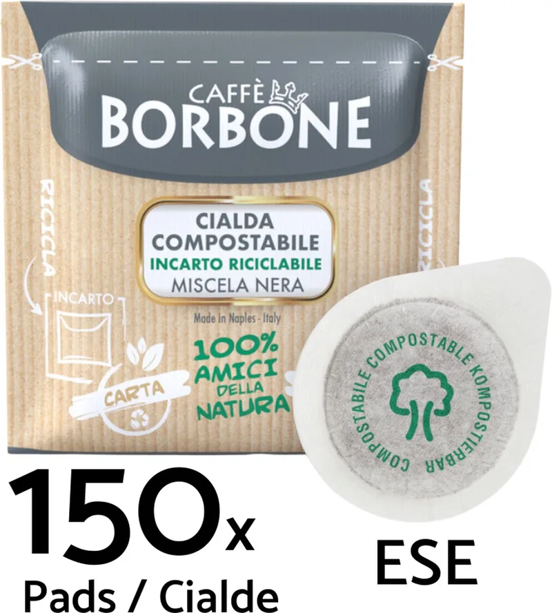 Nera - ESE Koffiepads - 150 stuks - Italiaanse Espresso - E.S.E. Servings - Voor koffieliefhebbers van Caffè Borbone – productfoto