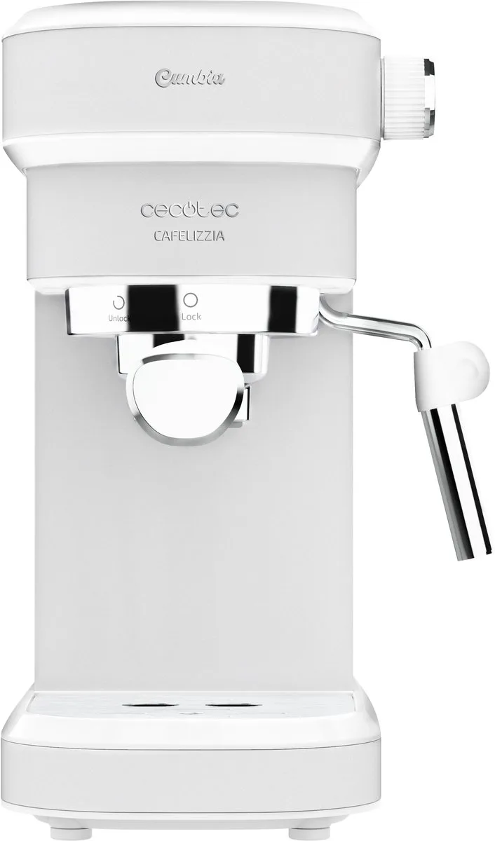 Espressomaschine Cafelizzia 790 Weiß. Schnelles Aufheizsystem, 20 Bar Druck, Automatikmodus für 1 und 2 Kaffees, schwenkbares Dampfrohr, 1,2 Liter Tank von Cecotec in Weiß – Produktfoto
