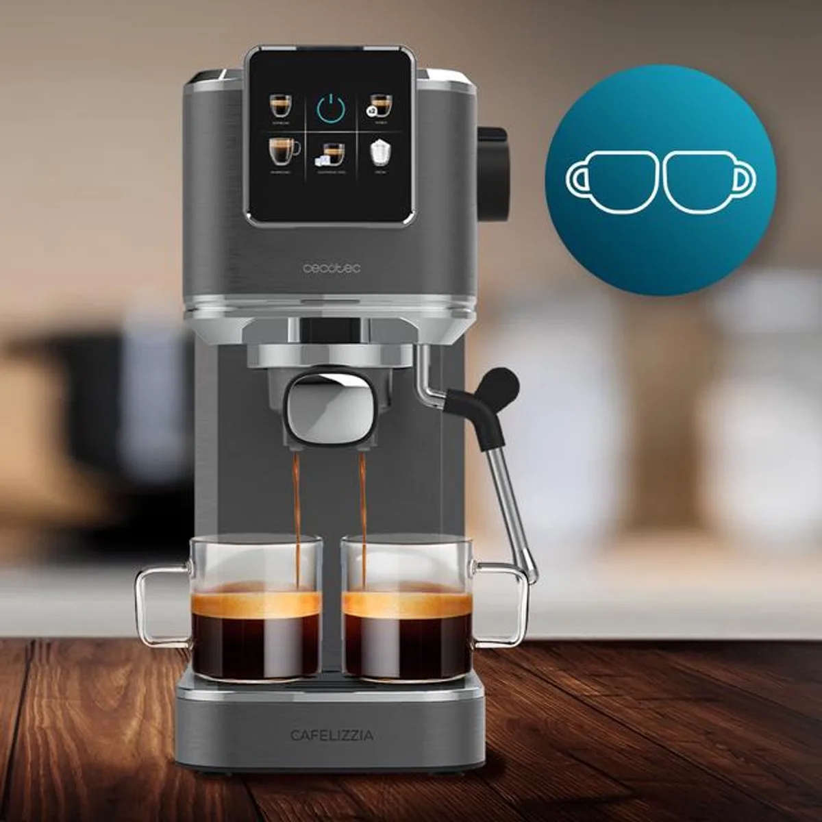 Espressomaschine Cafelizzia ColdBrew, Espresso und Cappuccino, kalter Kaffee, 20 bar Druck, drehbare Dampfdüse von Cecotec in Schwarz – Produktfoto