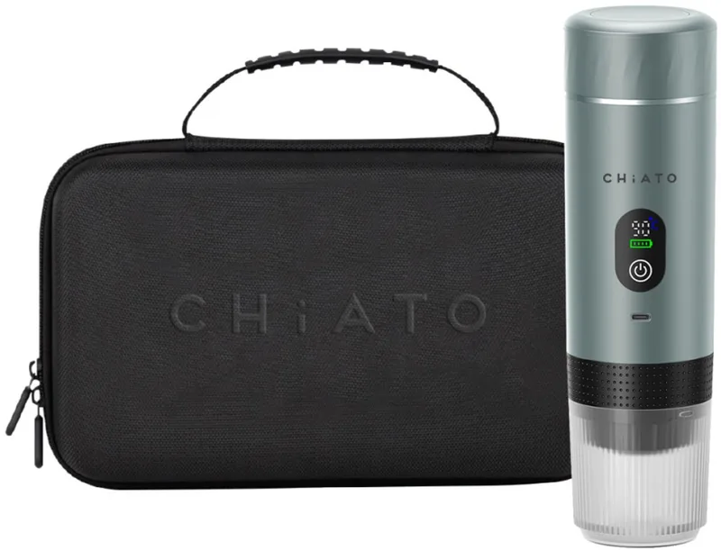 brewPLAY Smart Traveller Draagbare espressoapparaat set van CHiATO in Grijs – productfoto