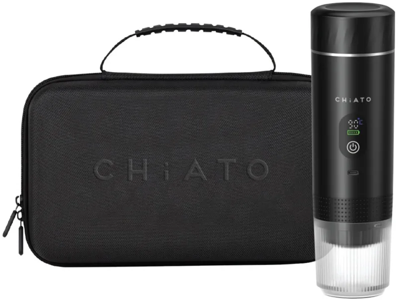 brewPLAY Smart Traveller Draagbare espressoapparaat set van CHiATO in Zwart – productfoto