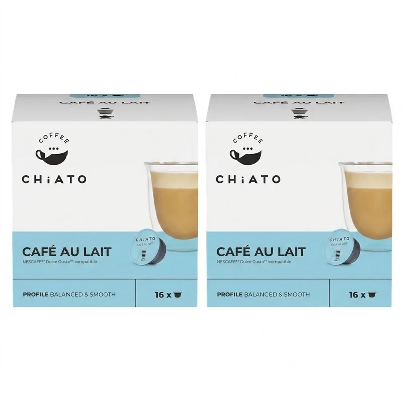 Café au Lait Koffiecups Voordeelverpakking - Geschikt voor Dolce Gusto® - 32 stuks (2 x 16 capsules) van CHiATO – productfoto