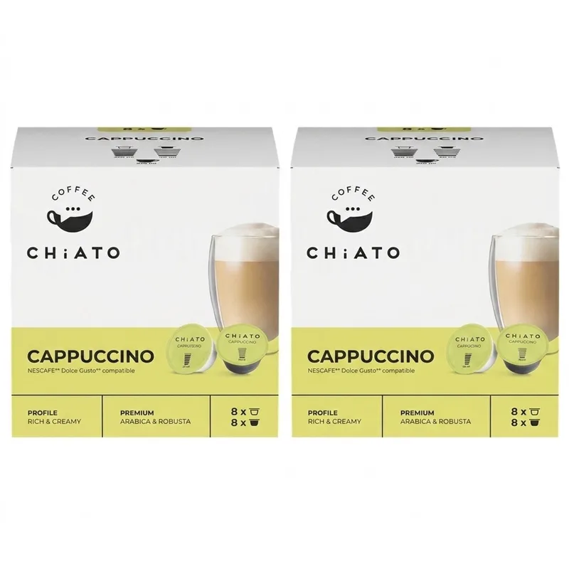 Cappuccino Koffiecups - Geschikt voor Dolce Gusto® - 8 Consumpties (16 capsules / 8x Koffie + 8x Melk) van CHiATO – productfoto
