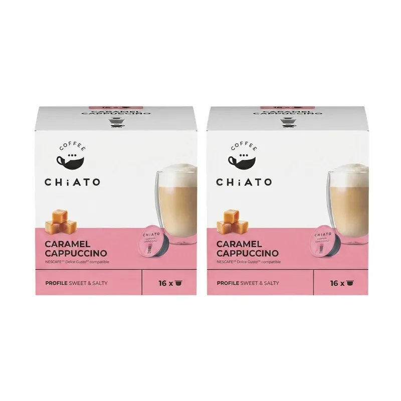 Caramel Cappuccino Koffiecups Voordeelverpakking - Geschikt voor Dolce Gusto® - 32 stuks (2 x 16 capsules) van CHiATO – productfoto