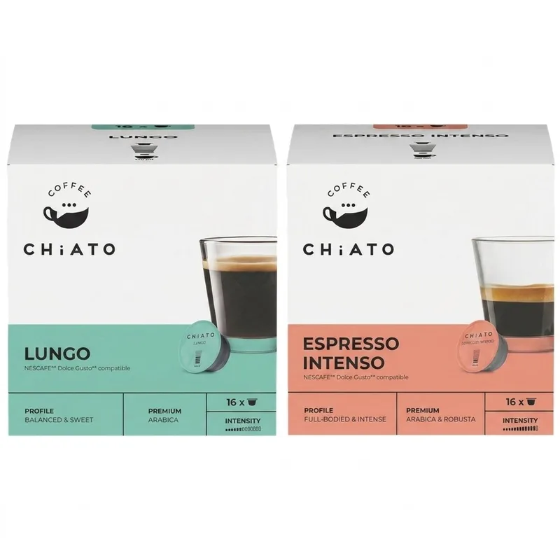 Koffiecups Duo Pack - Espresso Intenso & Lungo - Geschikt voor Dolce Gusto® - 32 stuks (2 x 16 capsules) från CHiATO – produktbild
