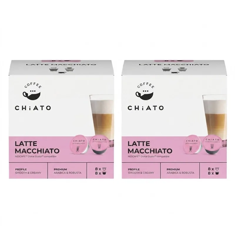 Latte Macchiato Coffee Capsule Bundle - 16 Servings (2 Packs) by CHiATO – product photo
