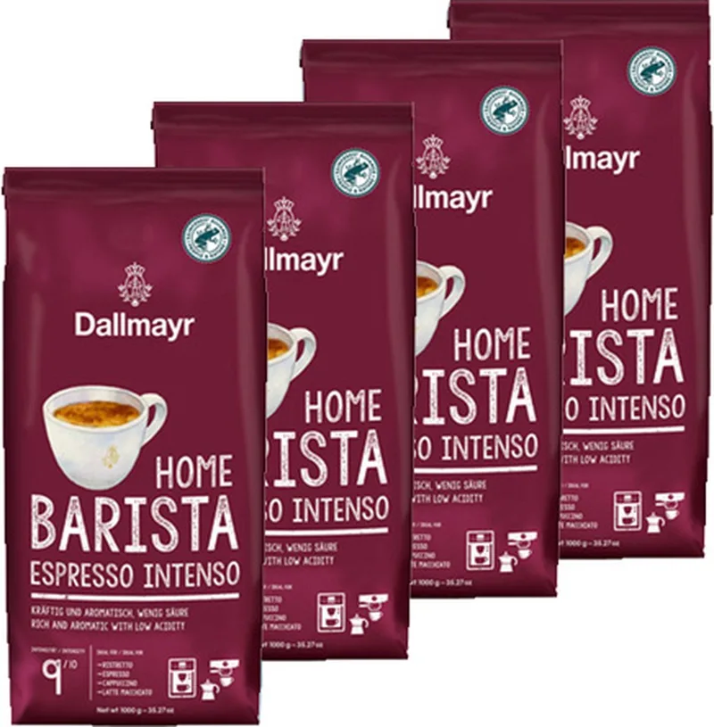Home Barista Espresso Intenso - koffiebonen - 4 x 1 kilo van Dallmayr – productfoto
