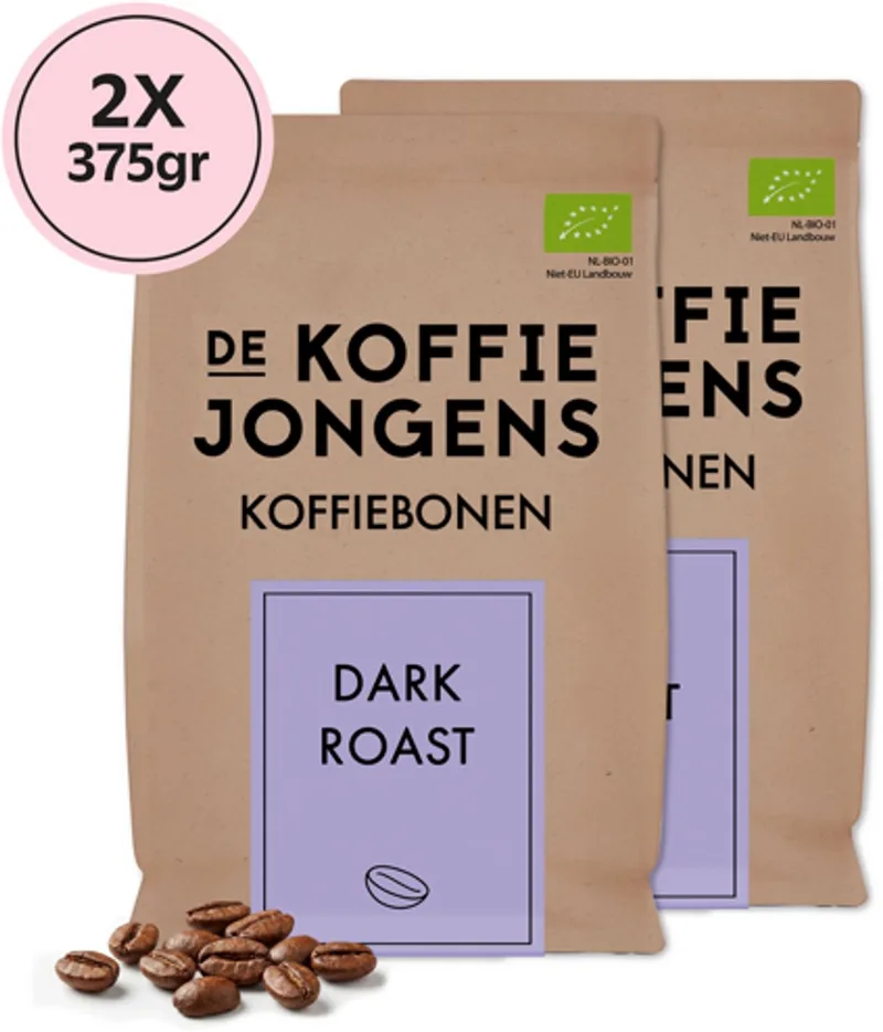 Dark Roast - 100% biologische koffiebonen - 2x375 gram van De Koffiejongens – productfoto
